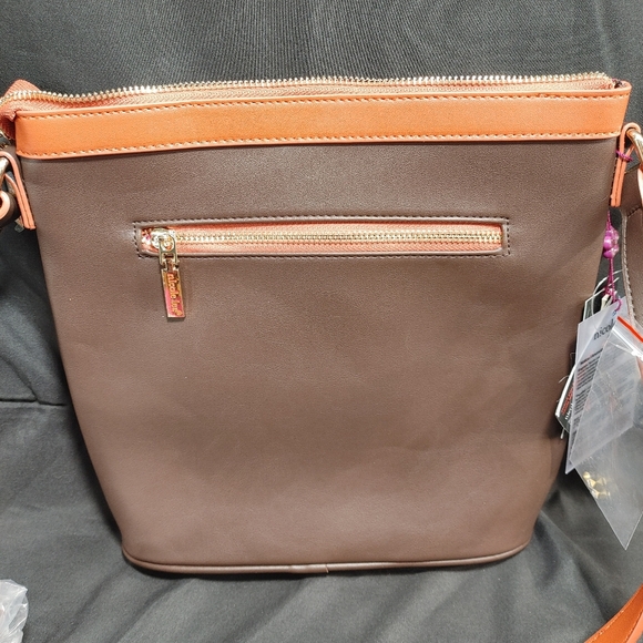 Nicole Lee Artistic Crossbody Bag with Orange and Brown Accents - Picture 5 of 16